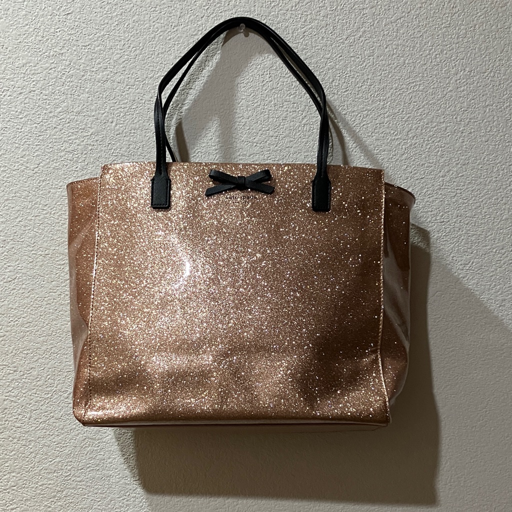 Kate Spade Large Elegant Glitter Tote Bag With Black Handless